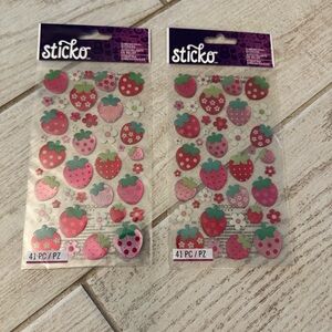 Sticko Stickers‎ Strawberries Set Of 2, 41 Pieces Each New Sealed